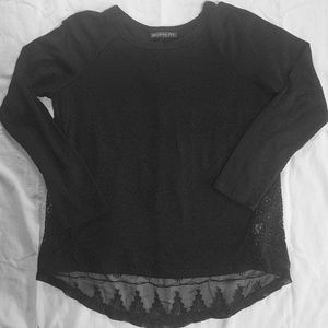 Brixton Ivy - Mange Media Crochet Black Knit Top